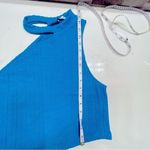 ZARA Nwt  - ribbed asymmetrical cut out electric blue crop top Sz Large Photo 8