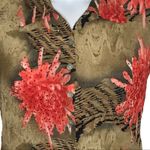 Alberto Makali Vintage  Y2K Crinkle Abstract Sequin Blouse Brown Pink Small NWOT Photo 3
