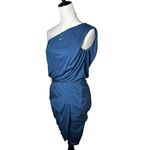Halston Heritage One Shoulder Draped Ruched Mini Cocktail Dress XS Holiday Party Photo 3
