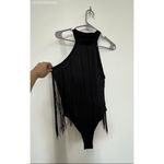 Women's Western Boho Fringe Trim Sleeveless Bodycon Halter Bodysuit looks like L Size L Photo 3