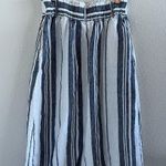 C&C California 100% Linen Midi Striped Blue and White Skirt Small Photo 2