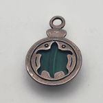 Sterling Silver & Malachite Turtle Pendant Green Photo 0