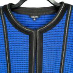 Misook Cardigan Sweater Womens 2X Royal Blue Knit Textured Chain Trim Old Money Photo 4