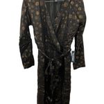 Modcloth NWT  Golden Record Party Wrap Dress XS Black Gold Tie Waist Retro Chic Photo 1
