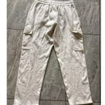 ZARA Ivory Soft Cargo Sweatpants Drawstring Waist L Photo 2