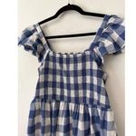Old Navy  Blue Plaid Smocked Square Neck Dress Size Medium Milkmaid Boho Country Photo 5
