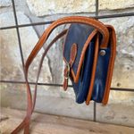 Italian Vera Pelle cross body mini Blue and Tan Photo 11