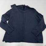 Jason Wu Blouse Womens Size 12 Blue Black Tie Neck Long Sleeve Career Photo 2