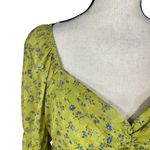 Wild Fable  Medium Mini Dress Floral Lined Long Sleeve Sweetheart Neckline Green Photo 2