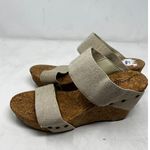 Lucky Brand ‎ Cork Platform Wedge Slide Sandals Summer Heels Cream Size 10 Photo 3