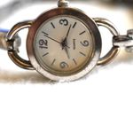 Source Unknown Vintage White Face Silver Tone Link Box Latch Band New Battery Dainty Watch Photo 2