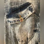 High end denim bejeweled dress with ruffled skirt Blue Size M Photo 5