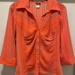 VTG 90s Y2K Tangents Coral Pink Vertical Striped Collared Button Photo 0