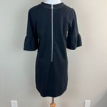 French Connection  Mini Dress 6 Navy Black Metallic Shift‎ Bell Elbow Sleeve Photo 3