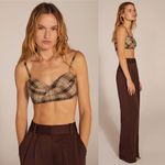 Favorite Daughter Ex Boyfriend Plaid Bra Top Brown Beige Size XL Photo 3