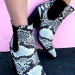 Bamboo Snakeskin Chunky Heel Slip On Bootie  Photo 0