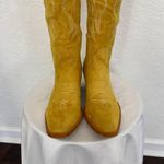 NEW Mustard Yellow Faux Suede Flame Stitched Western Cowgirl Boots US 6 Photo 3