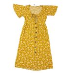 Mimi Chica  Yellow Floral Tie Front Button Midi Dress Bell Sleeve Boho Sz Medium Photo 2
