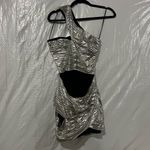 NWT David Koma Silver One Shoulder Lamé Mini Dress Size 6 UK / 2 US $1,460 Photo 1