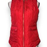 Crown & Ivy  medium women’s red hot icons puffer vest full zip front pockets NWT Photo 12