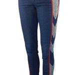 Rag and Bone Raja Midnight Blue Skinny Embroidered Low Waist Denim Jeans Pants 25 Photo 0