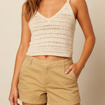 Volcom Khaki Chino Shorts Women’s 26 Coastal Cool Retro Preppy Surf Girl Beach Photo 0