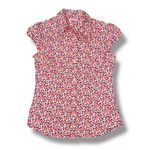 Lilly Pulitzer ‎ Floral Cap Sleeve Button Up Shirt White Pink 8 Photo 11