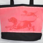 Doggy Beach Bag Black Canvas with Coral Running Dog motif NEW Photo 8