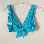 Aerie Size S Blue Scalloped Edge Triangle Back Tie Swim Top Spring Summer Beach Photo 1