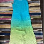 Kay Unger Ombre vintage Y2K Maxi Dress Size 6 Green Yellow Blue 100% silk Photo 0