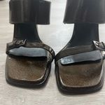 Gucci Vintage 90s Double Strap Brown Leather Block Heel Mule Sandals Photo 7