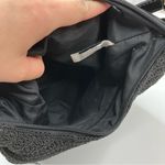 Black Woven Beige Stripe Summer Shoulder Bag Zip Pocket Photo 4