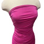 Sincerely Jules NEW  Hot Pink Strapless Ruched Midi Dress Size Large Photo 2