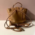 Francesca's Tan Whipstitch Trim Faux Leather Backpack GUC Brown Photo 13
