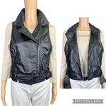 Jack by BB Dakota Womens Vest Faux Leather Asymmetrical Belted Black Full Zip Photo 1