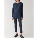 COS Waffle Stitch Cotton Jumper Dot Textured Knit Sweater Blue Size Small Photo 3