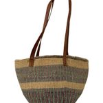 Handwoven Handcrafted Boho Sisal Straw Leather Kiondo Market Bag Vintage 80’s Tan Photo 7