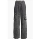 NWOT PTCL High Waist Wide Leg Cargo Jeans in Black Wash Gray Size 23 Photo 5