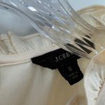 J.Crew Beige Satin High Neck Long Sleeve Ruffle Blouse Women's Size Small FLAW Photo 2