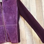 Vintage Pursuits, Ltd. size Small Genuine Leather and Sweater Combo Jacket Purple Photo 2
