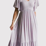 Baltic Born NWT Dress Purple Felicity Maxi Smocked V Neck Short Sleeve Flowy XL Photo 0