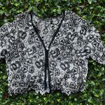Chris McLaughlin Women's crochet cardigan with floral pattern early 2000’s Black Size XL Photo 0