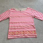 J.Crew Top Size Small Striped Embroidered Pink Career Workwear Preppy Photo 9