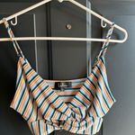 Lulus Striped Twist Front Cropped Tank Top Photo 0