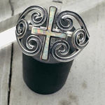 Lab Opal Cross Sterling Silver Ring Silver Photo 0