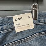 AGOLDE  Riley Crop High Rise Straight Jeans Chewed Hem Haven Blue 32 Photo 6