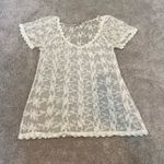 Sundance  Women's White Lace Shortsleeve Shirt Shear‎ Size Small Photo 3