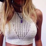 Crochet Crop Top Tan Size XS Photo 0