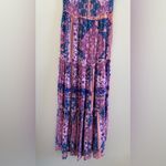 Abel the label  Floral Boho Smocked Tiered Ruffle Hem Maxi Dress Size Medium Photo 5