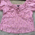 Torrid Challis Puff Short Sleeve Crop Top Babydoll Cottagecore in Ditsy Rose 3X Photo 6
